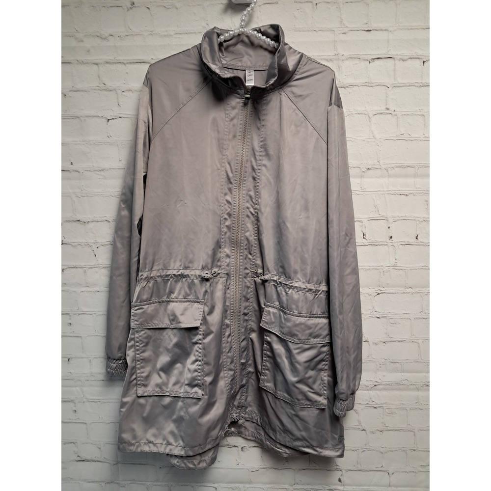 Womens XL Apana Lightweight Full Zip Windbreaker-silver